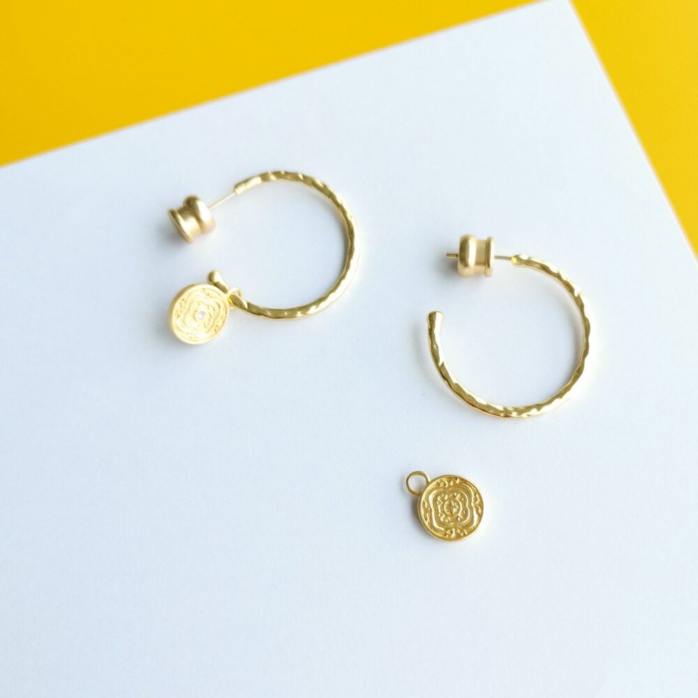 Astor Gold Crystal Hoop & Charm Earrings by Julie Vos - Picture 4 of 5